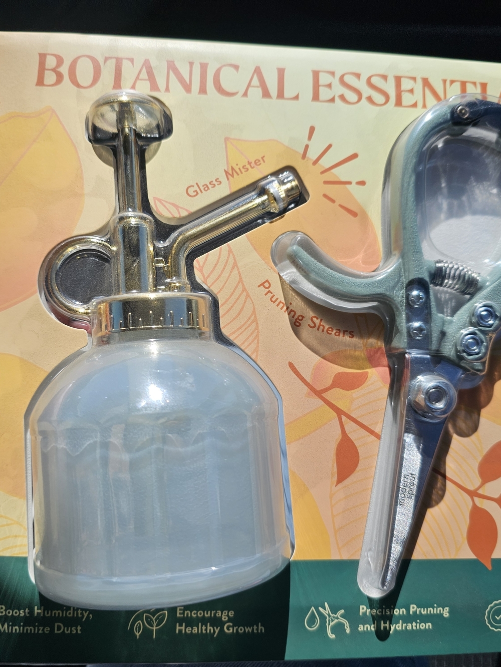 BOTANICAL ESSENTIALS Blue Glass Mister & Pruning Shears Set